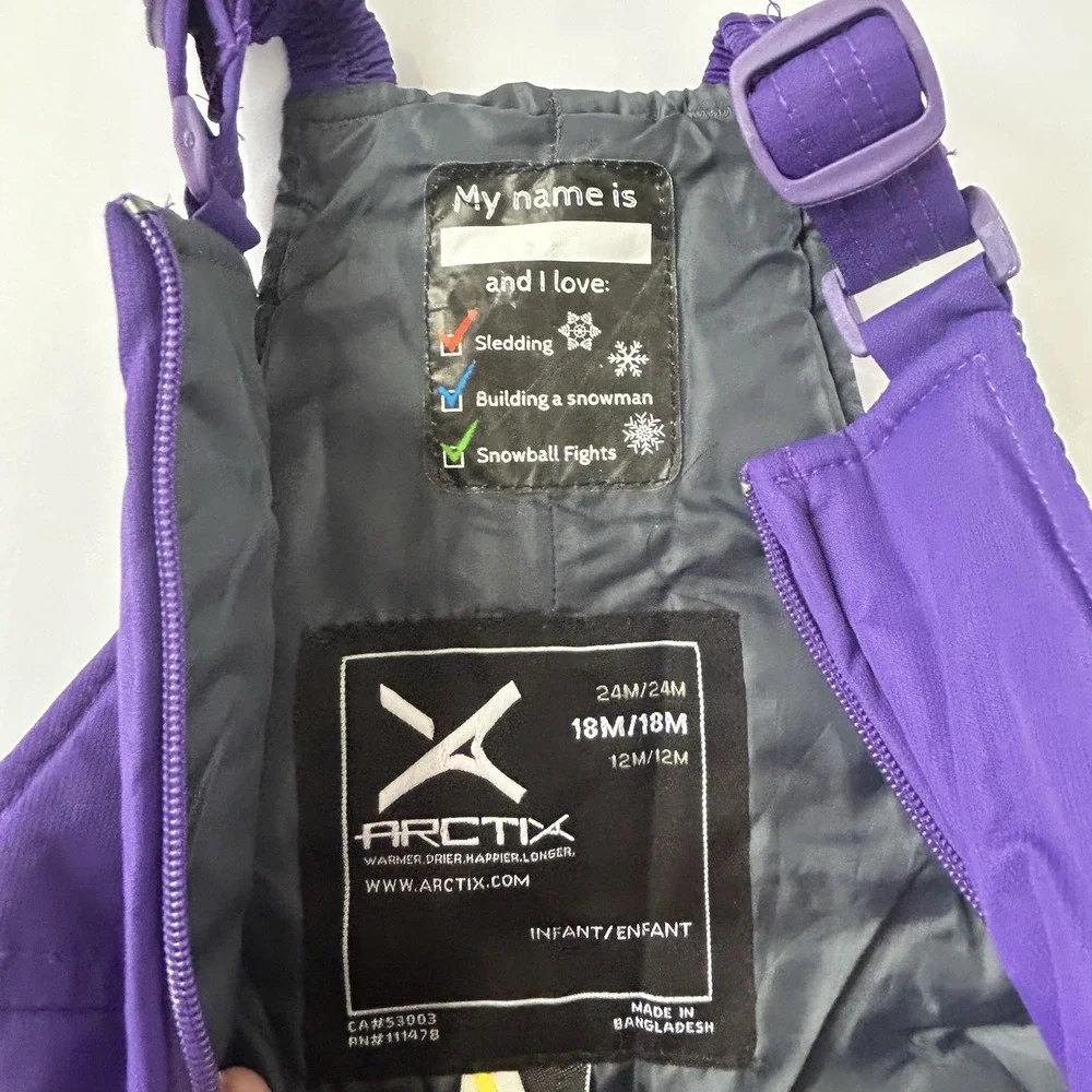 Arctix Snow Bib Pants NWT Overalls Baby Size 18 Months Purple